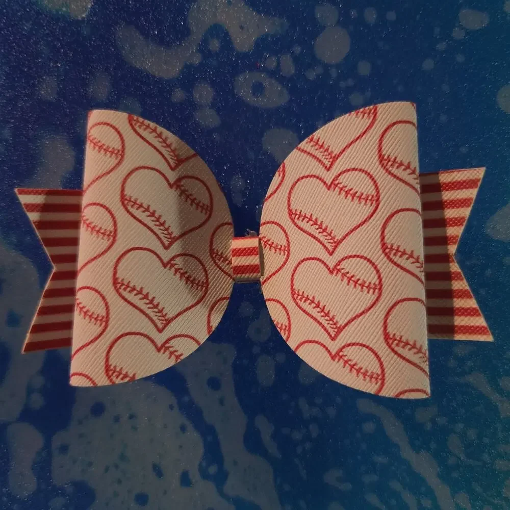 Baseball hearts Custom  & HANDMADE Hair Bows